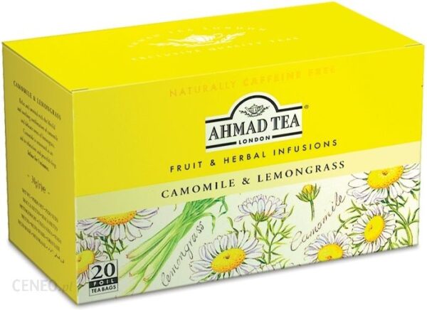 Ahmad Tea London - Napar Herbaciany Camomile & Lemongrass – Rumianek i Trawa Cytrynowa - 20 torebek (w kopertach aluminiowych)