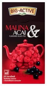 Big-Active Malina & Acai Herbata czarna z kawałkami owoców 40 g (20 torebek)