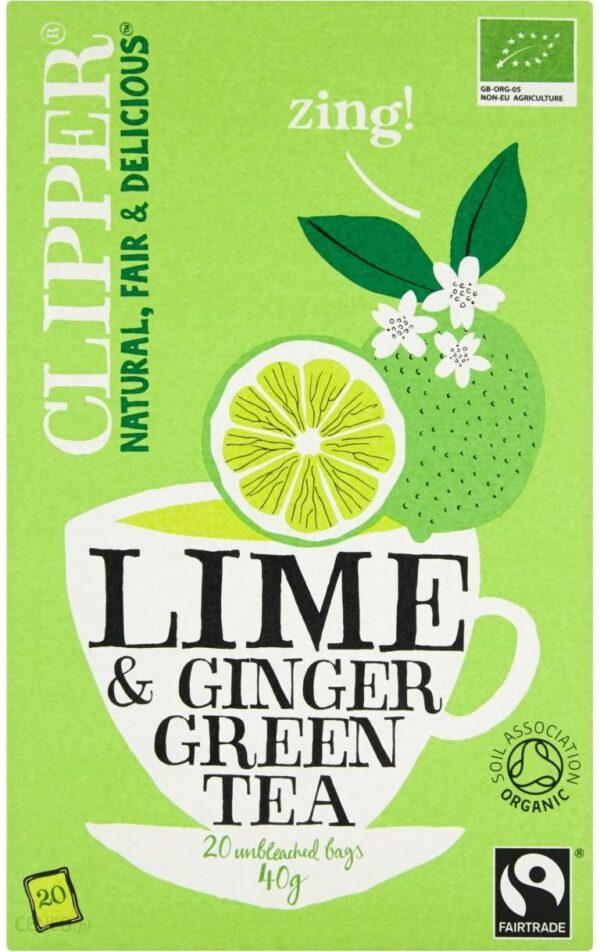 Clipper Herbata Organiczna Zielona Imbirowo-Limonkowa 20Sasz.