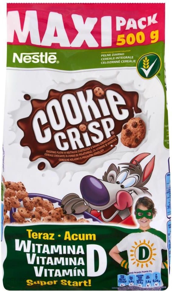 Nestle 500G Cookie Crisp Płatki Śniadaniowe W Kształcie Ciasteczek O Smaku Czekoladowym