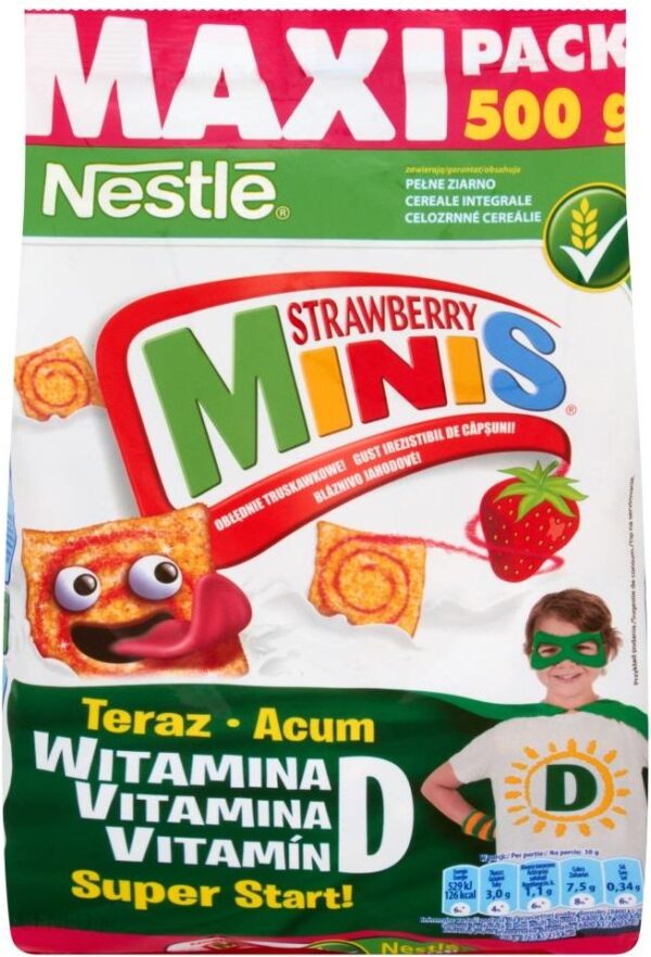 NESTLE - Strawberry Minis Płatki śniadaniowe 500g
